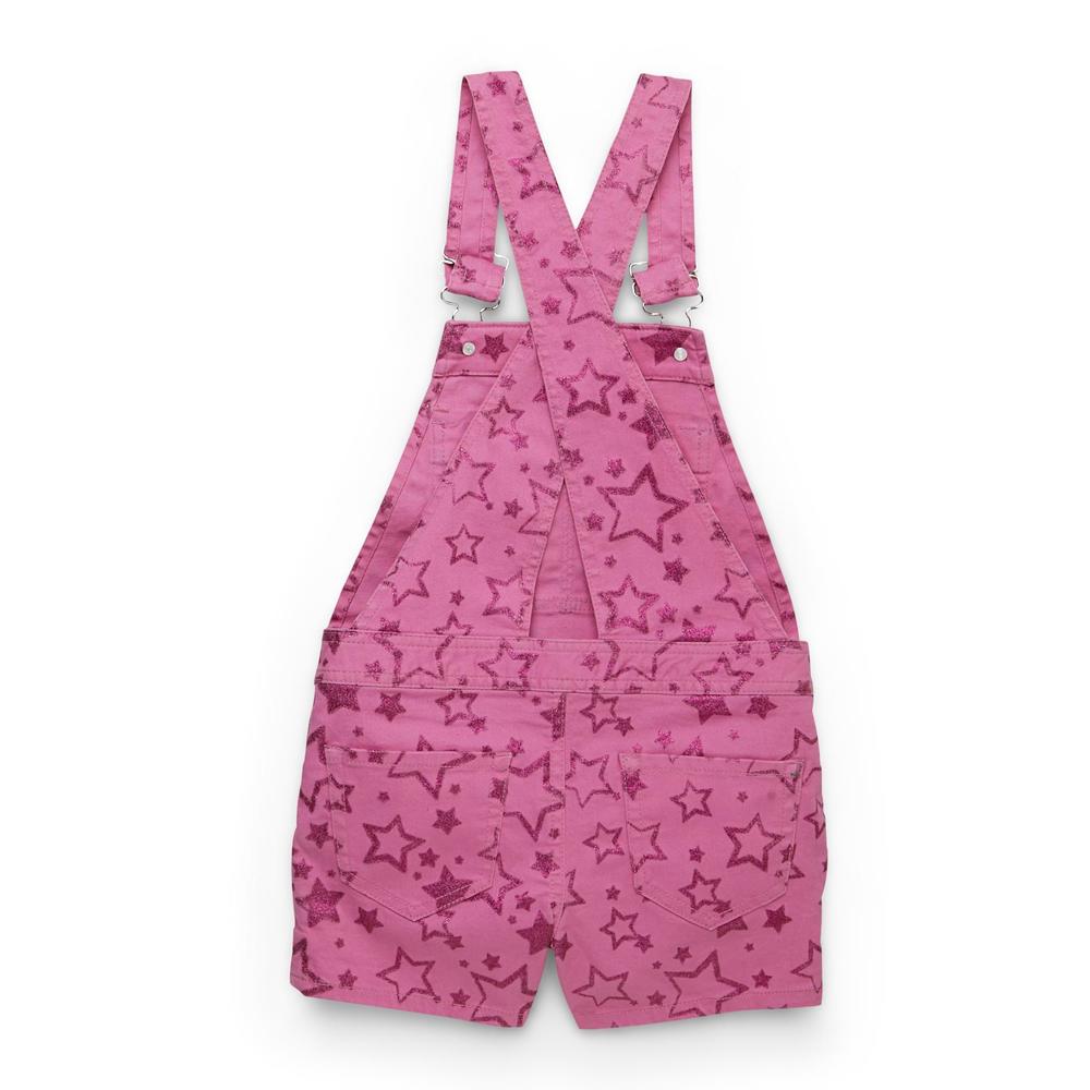 Piper Girl's Colored Denim Overall Shorts - Glitter Stars
