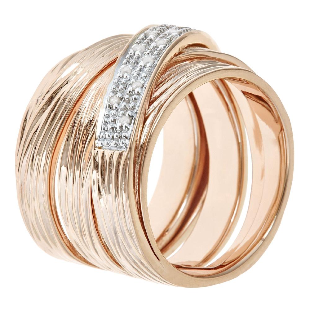 Ladies 14K Rose Gold Over Sterling Silver .10 cttw. Diamond Multi-Band Ring