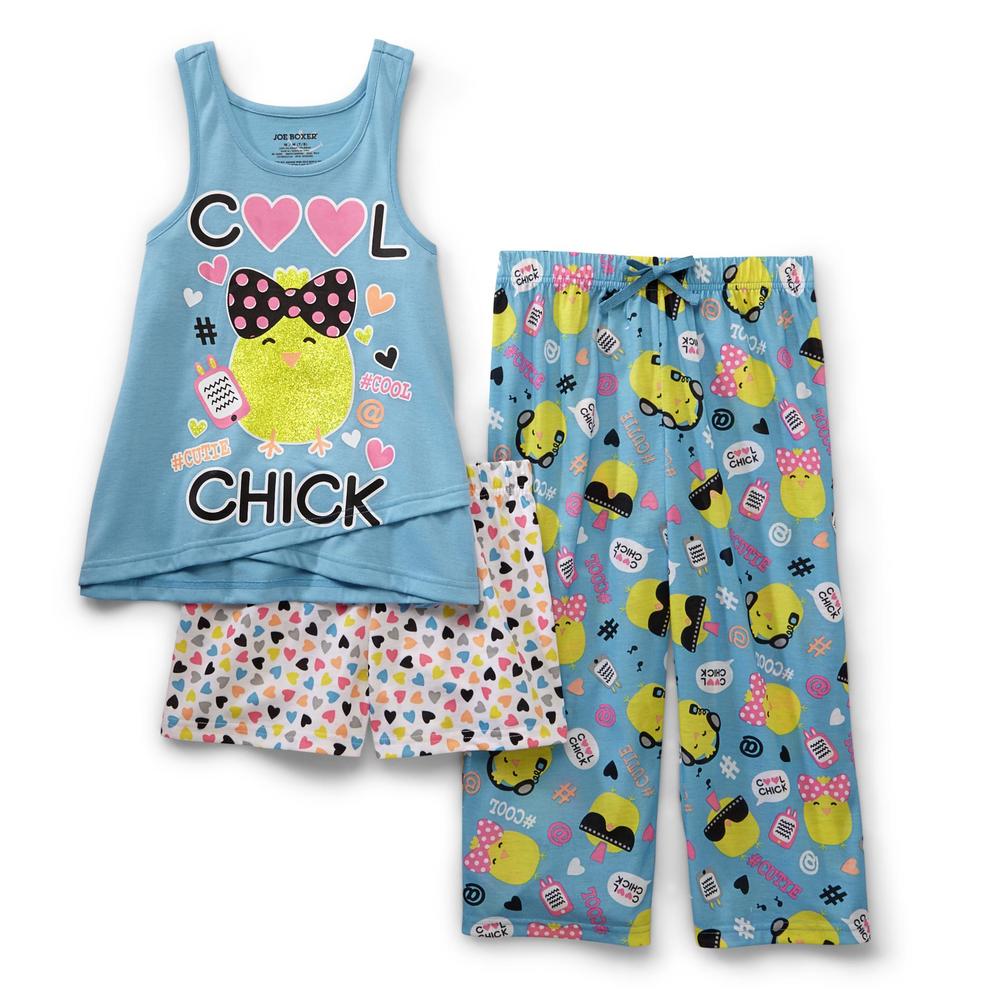 Joe Boxer Girl's 3-Piece Graphic Pajamas - Cool Chick
