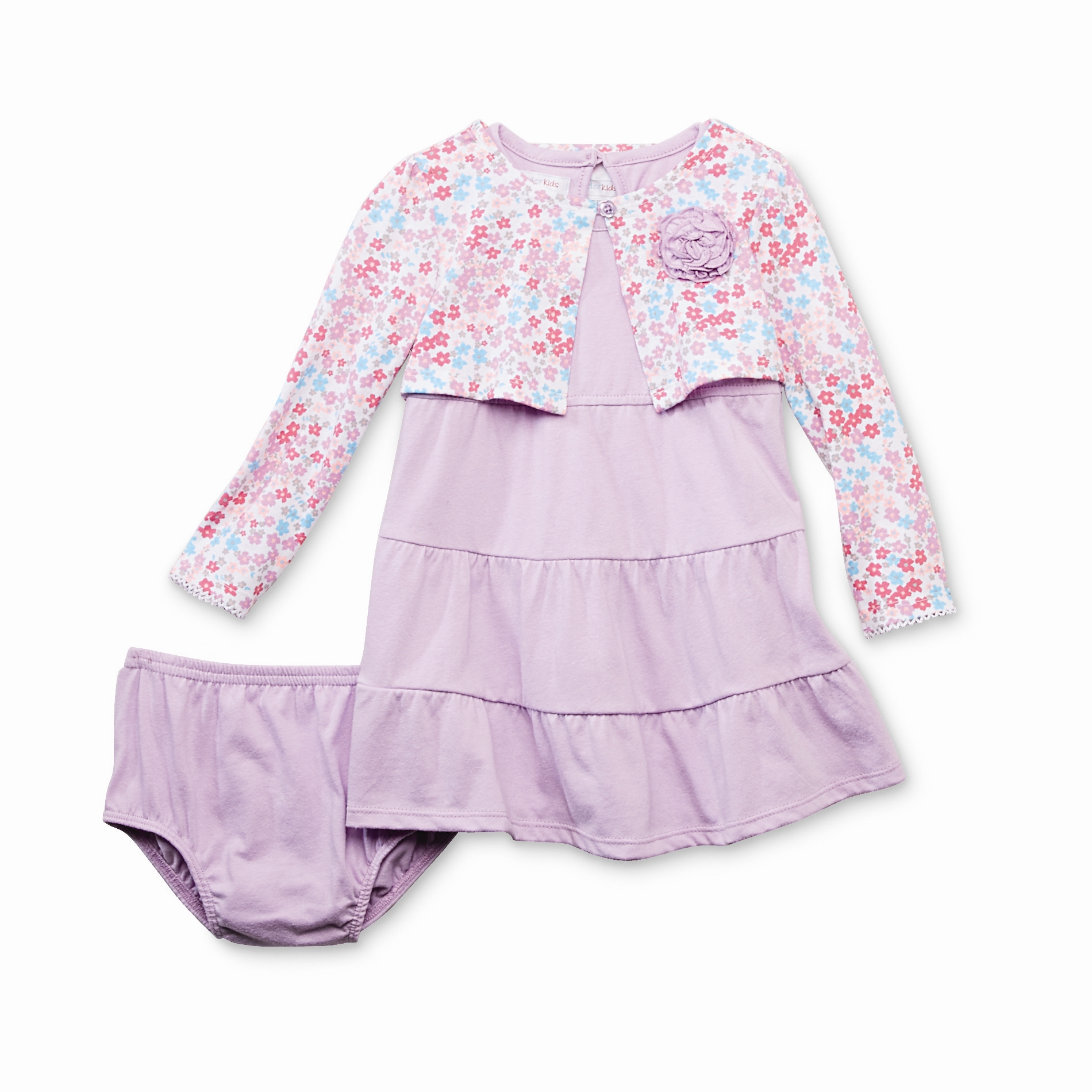 WonderKids Infant & Toddler Girls Long-Sleeve Shrug & Tank Dress - Floral