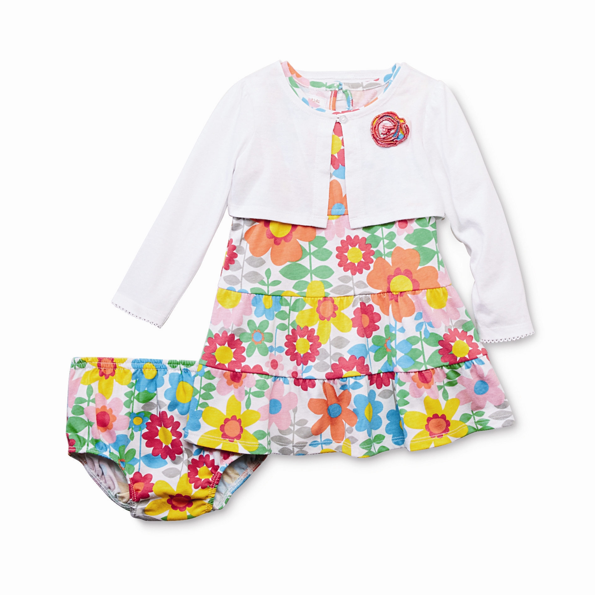 WonderKids Infant & Toddler Girl's Long-Sleeve Shrug & Tank Dress - Floral