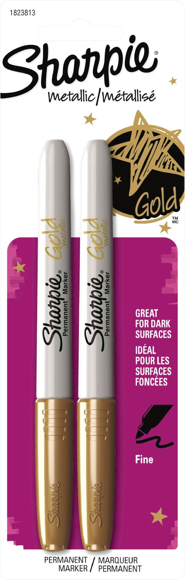 Sharpie 1823813 Metallic Gold Fine Point Markers  2 pack