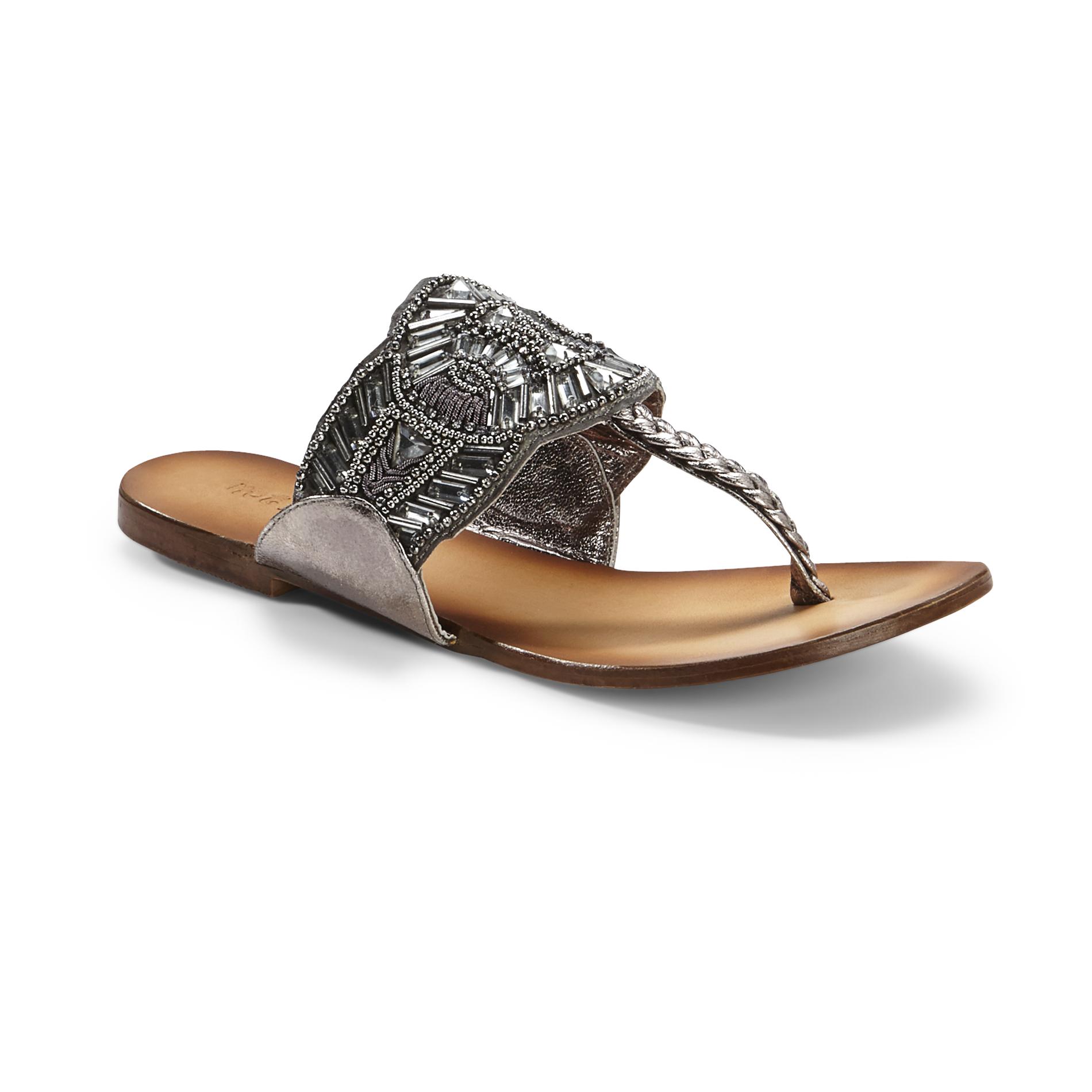 Not Rated Women's Indian Summer Pewter Beaded Sandal