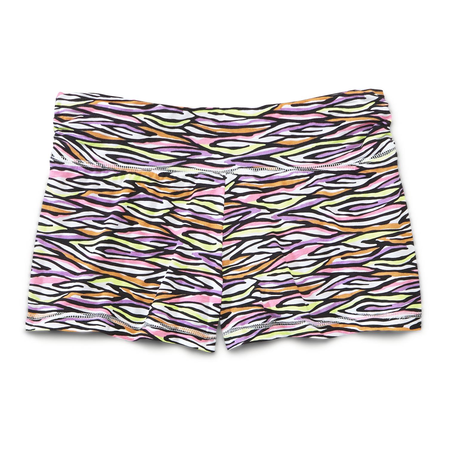 Joe Boxer Women's Ruched Lounge Shorts - Neon Zebra Print