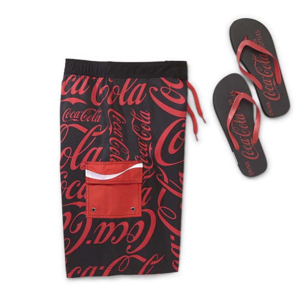 Coca-Cola Men's Swim Trunks & Flip-Flops