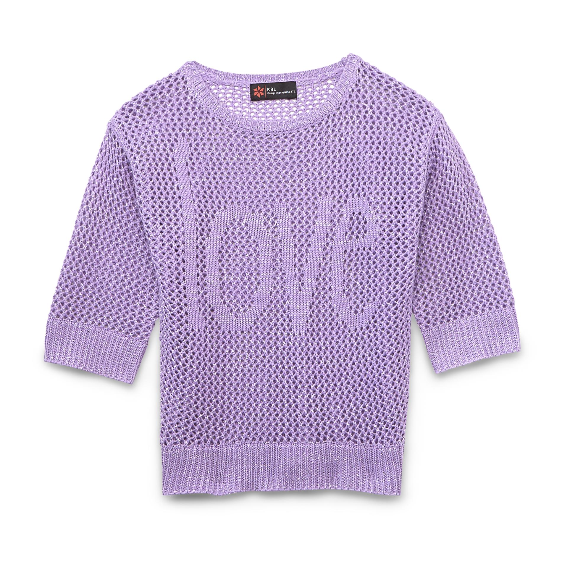 Piper Girl's Crochet Sparkle Sweater - Love