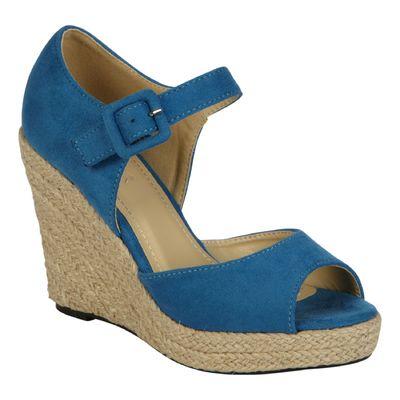 Lady Godiva Women's Cara Jute Wedge Sandal - Blue