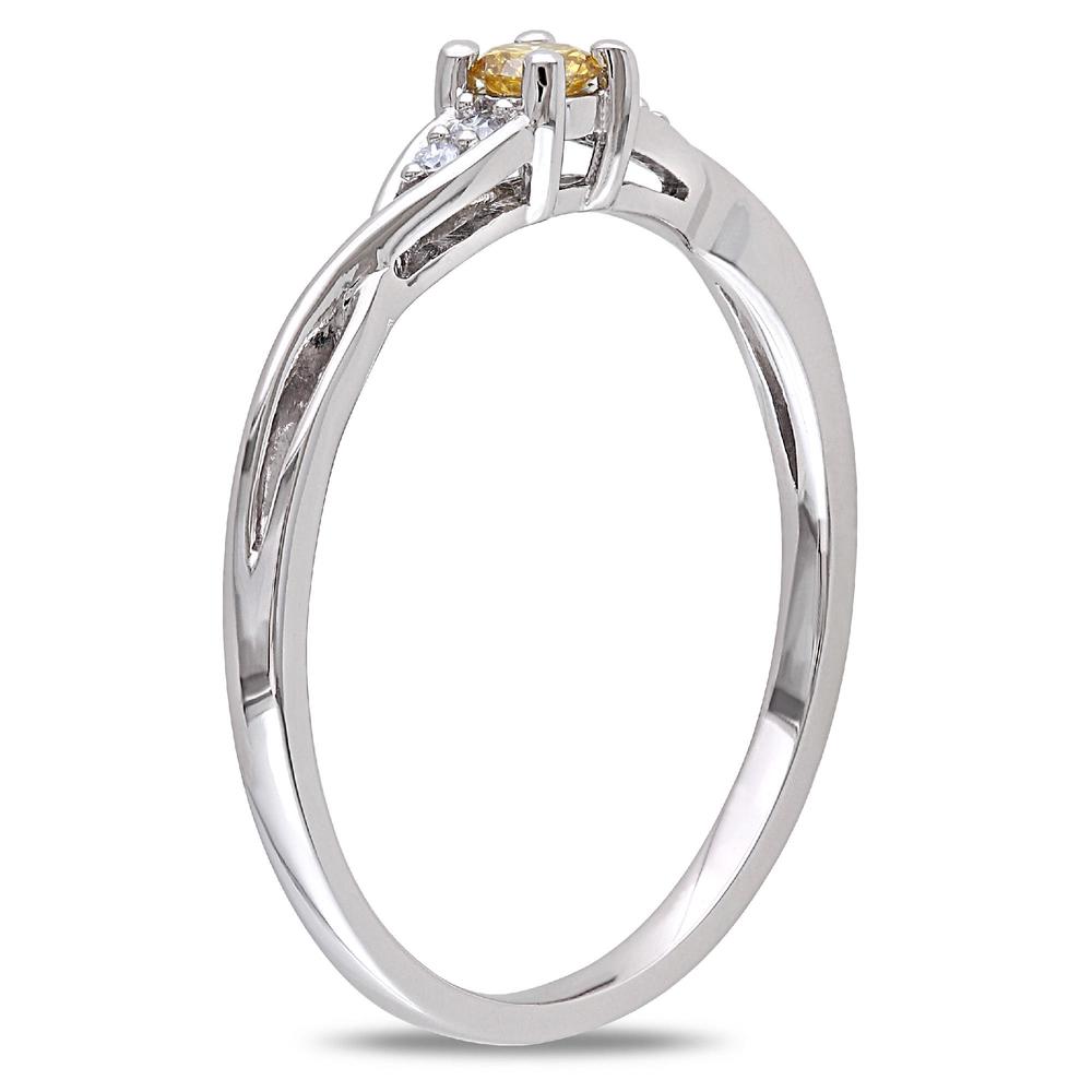 0.15 Cttw. Sterling Silver Yellow and White Diamond Cross-Over Promise Ring (G-H  I1-I2)