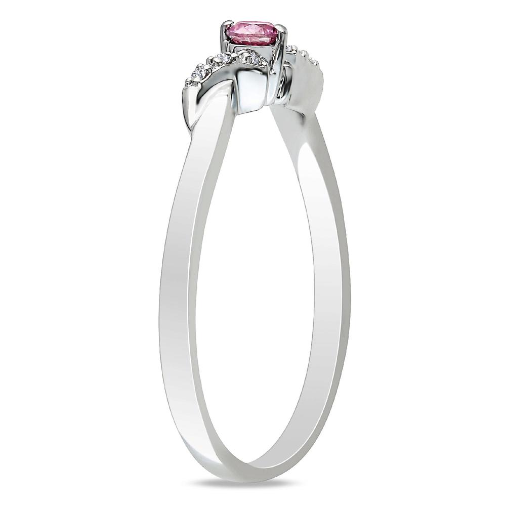 0.10 Cttw. Pink and White Sterling Silver Diamond Swirl Promise Ring  (G-H  I1-I2)