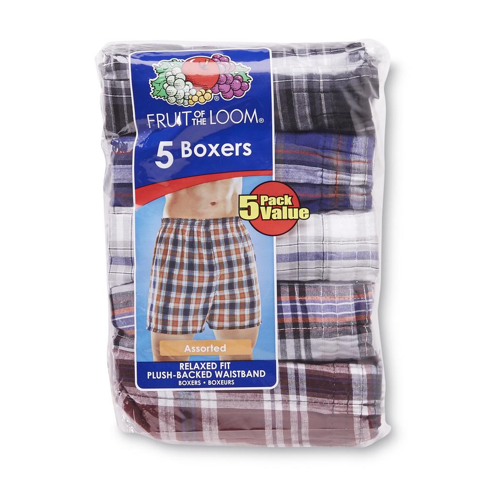 Fruit of the Loom Men&#39;s Plaid Boxers &#45; Assorted 5-Pack