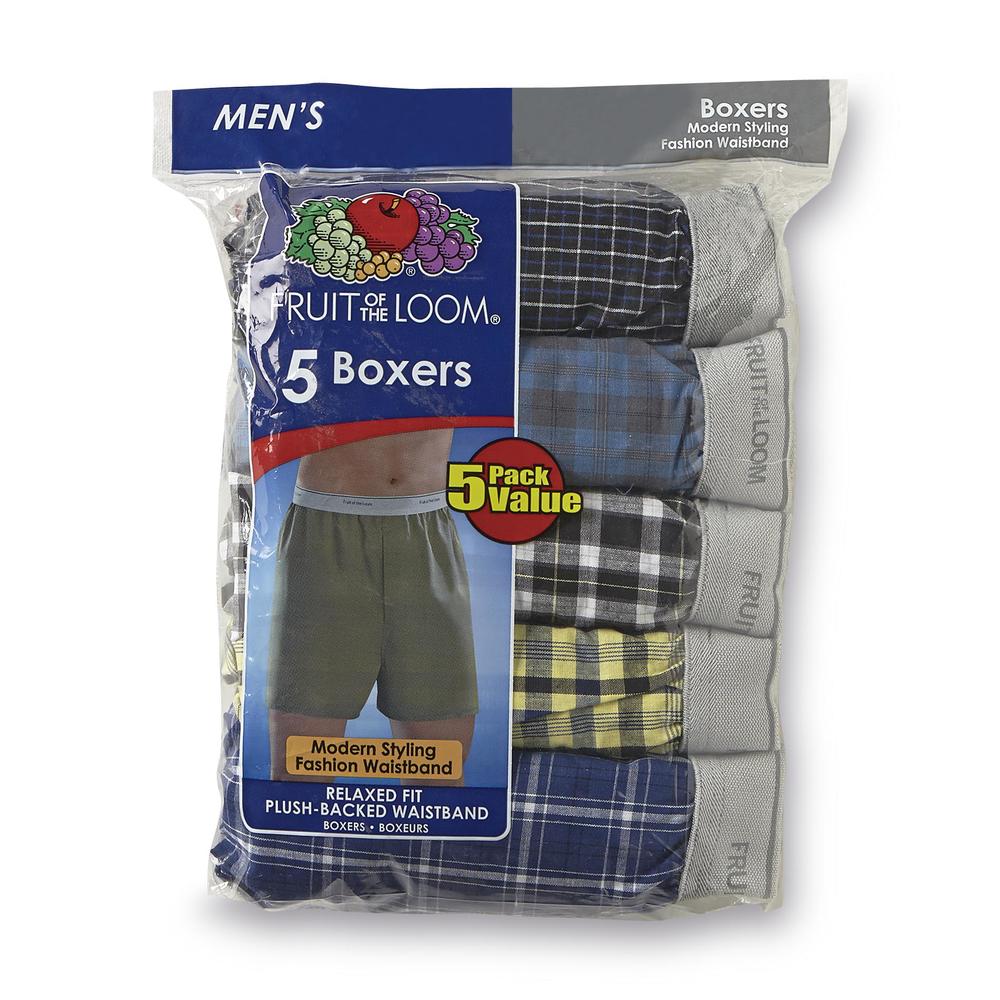 Fruit of the Loom Men&#8217;s Underwear Package of 5 Expandable Waist Boxer Multicolor
