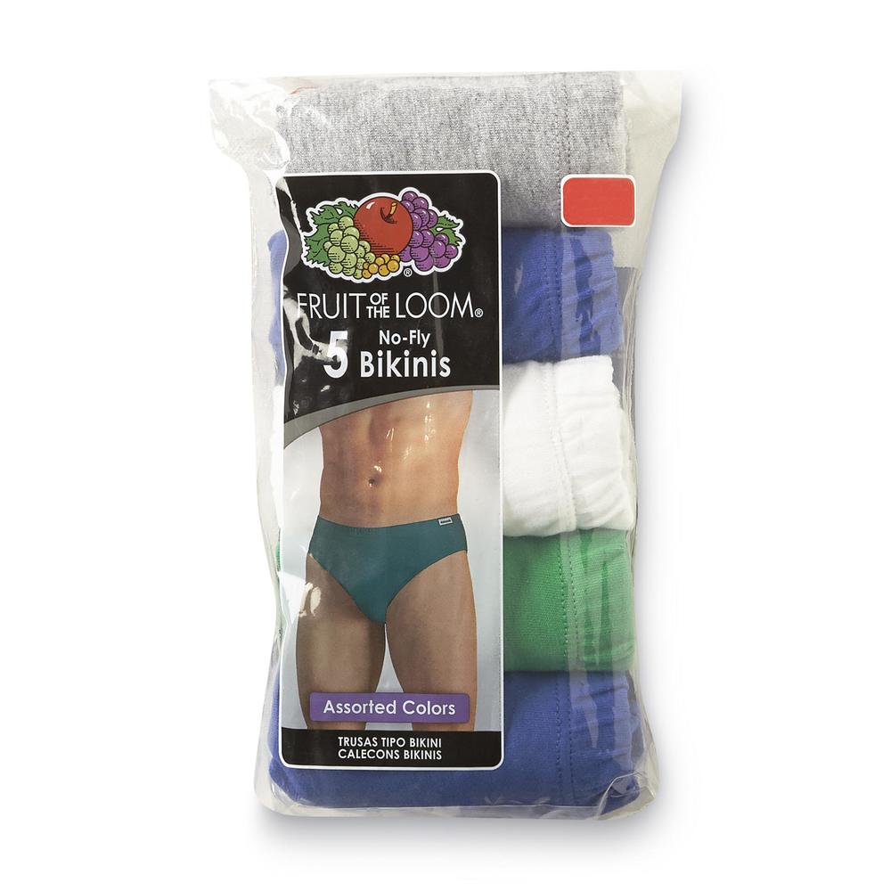 Fruit of the Loom Men&#8217;s Underwear Package of 5 No Fly Bikinis Multicolor