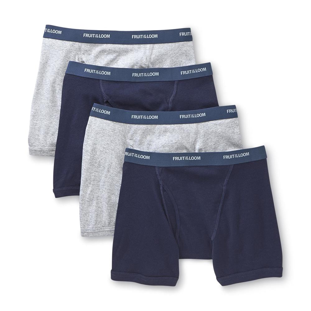 Fruit of the Loom Men&#8217;s Underwear 4 Pack Boxer Briefs Cotton Blend Low Rise Blue & Grey