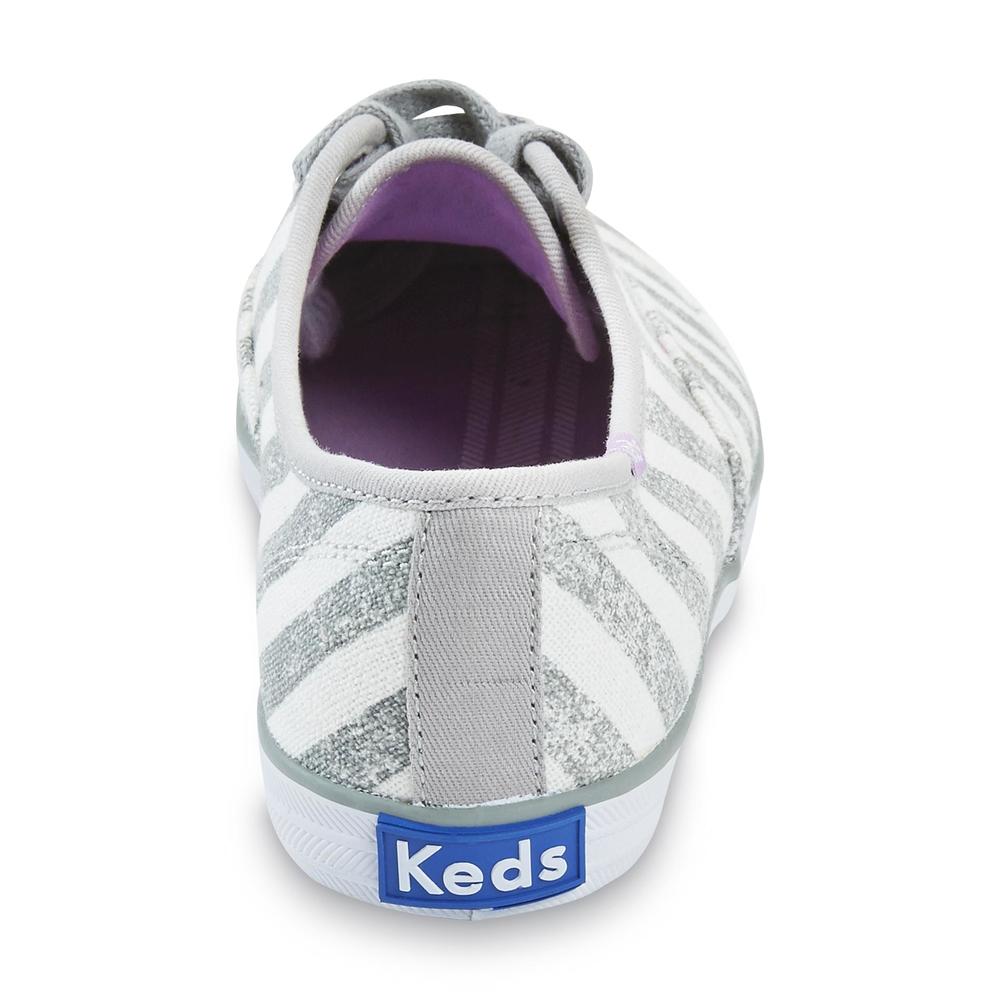 Keds Women's Champion Grey/White Striped Lace-Up Sneaker