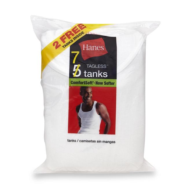 Hanes Men's Sleeveless Tops 7pk Tank Tagless White