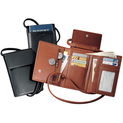 Royce Leather Deluxe Passport Case With Removable Neck/Shoulder Strap