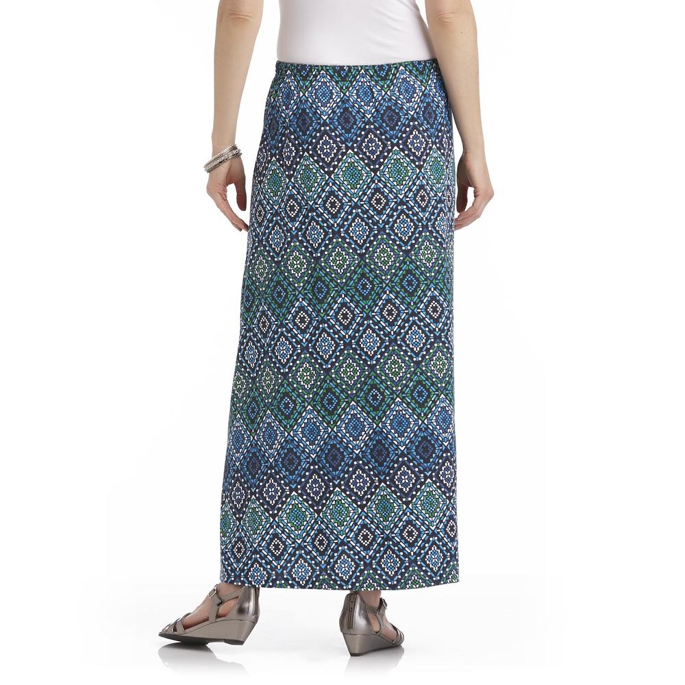 Basic Editions Women's Maxi Skirt - Geometric Print