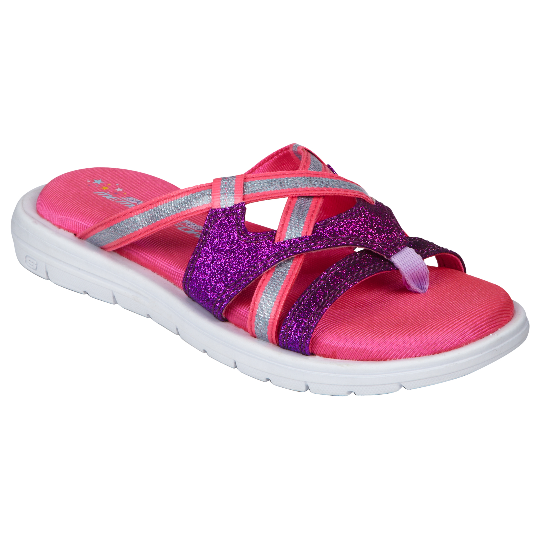 Skechers Girls Memorize Pink Slide/Thong Sandal