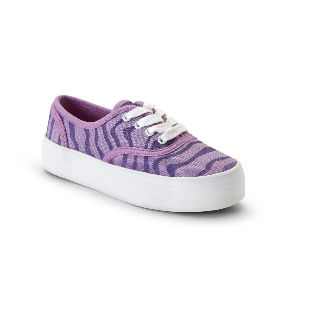 Bongo Girl's Cameo Purple Canvas Sneaker - Zebra Striped