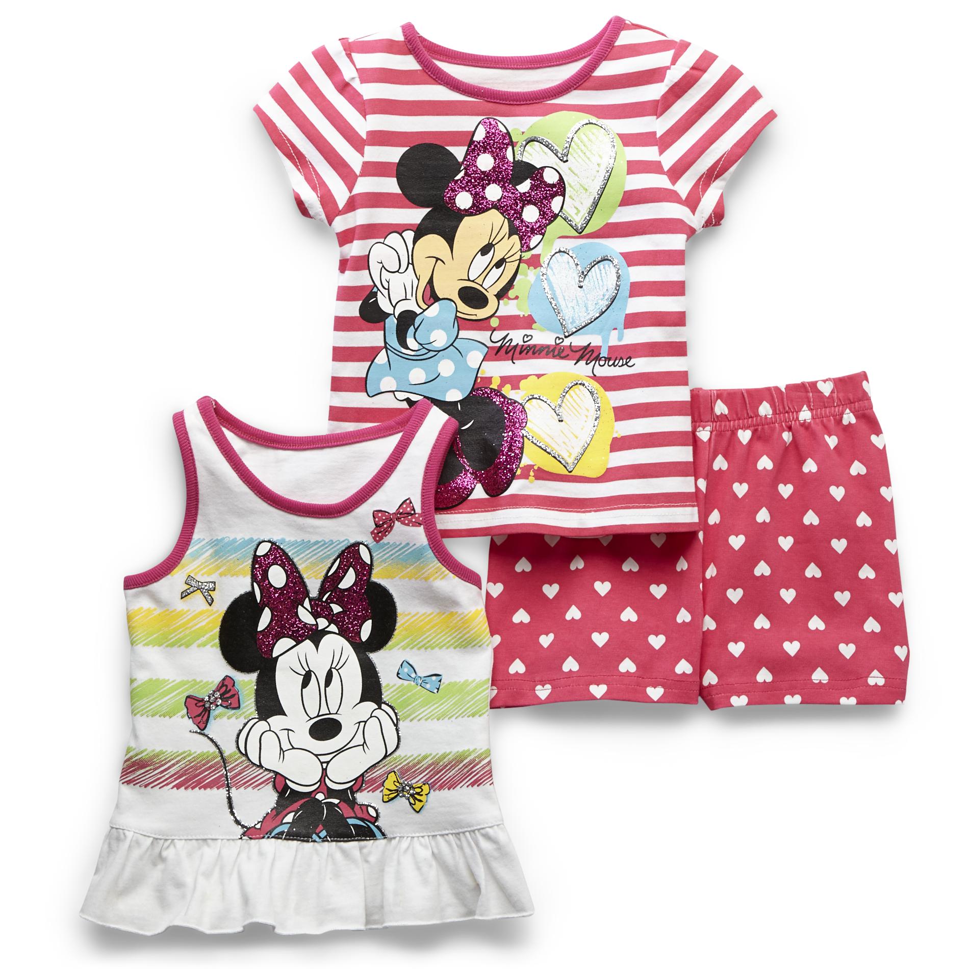 Disney Infant & Toddler Girl's T-Shirt  Tunic & Shorts - Minnie & Striped