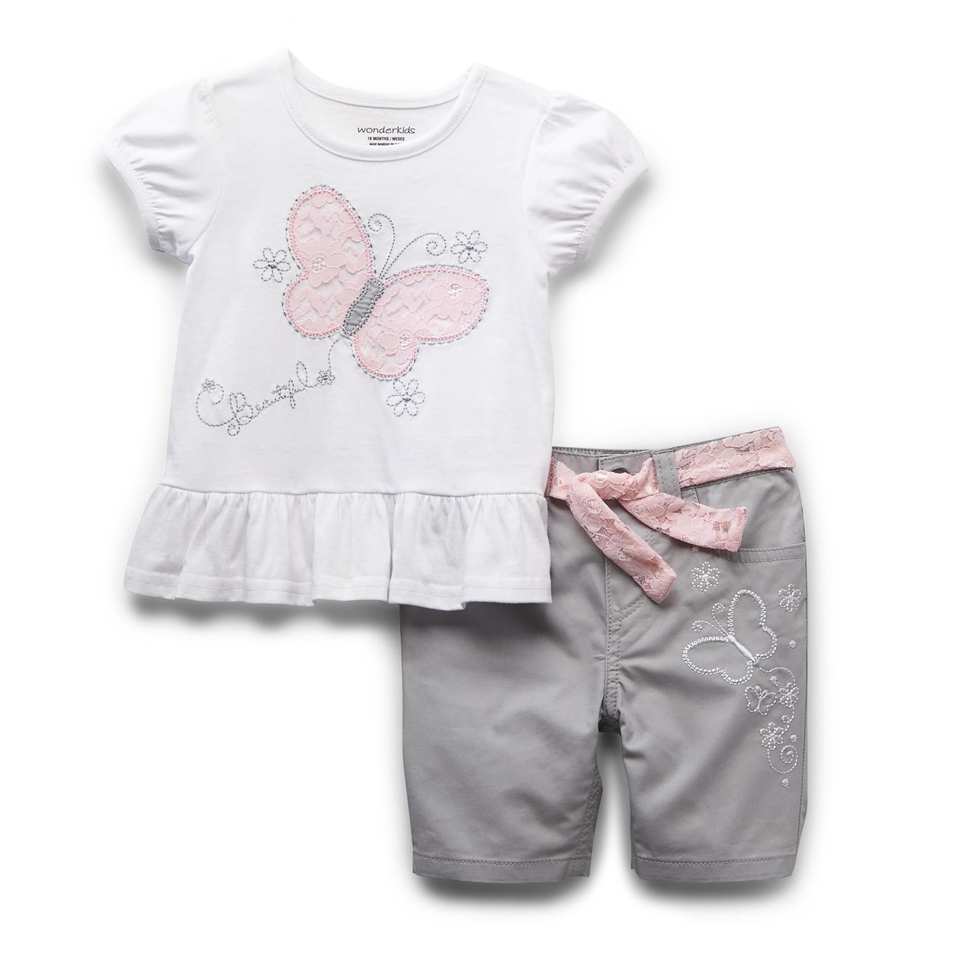 WonderKids Infant & Toddler Girl's Top & Twill Shorts Butterfly