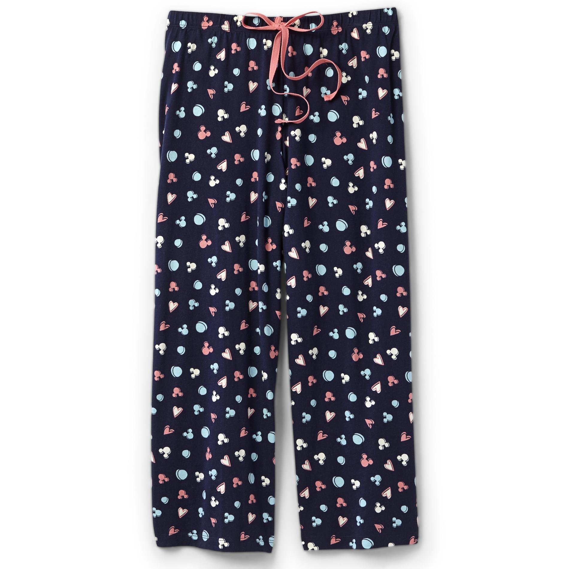 Disney Women's Cropped Pajama Pants - Mickey & Hearts