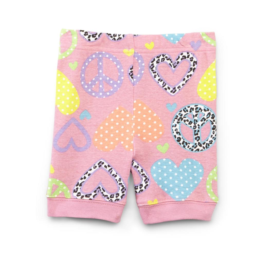Joe Boxer Infant & Toddler Girl's Pajama Top & Shorts - Hearts & Peace Signs