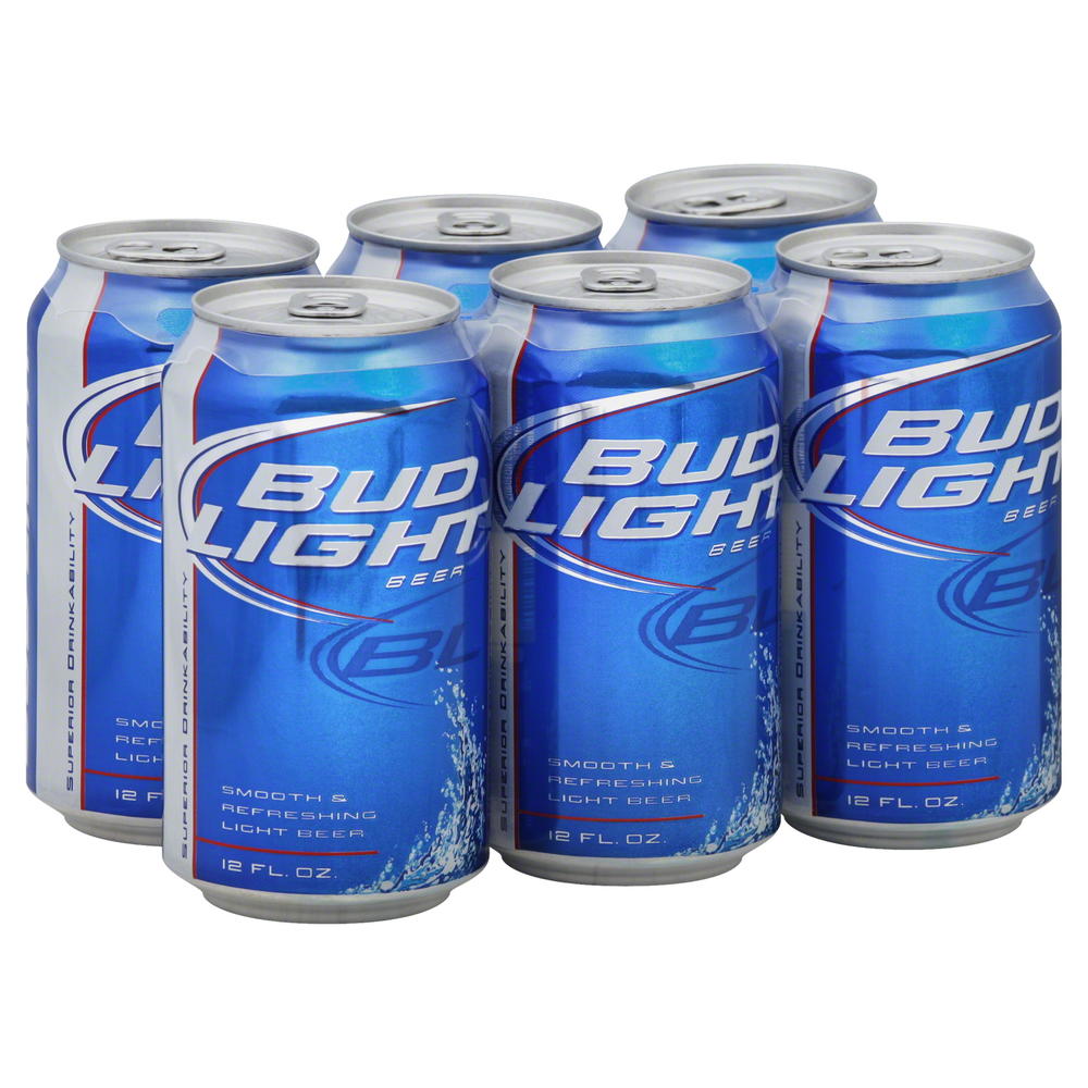 Bud Light Beer, 6 - 12 fl. oz. cans