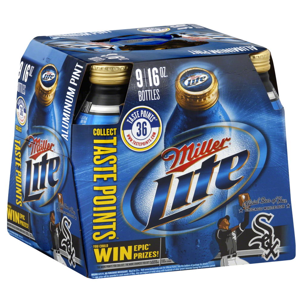 Miller Lite Beer Aluminum Pint, 9 16 fl. oz. bottles