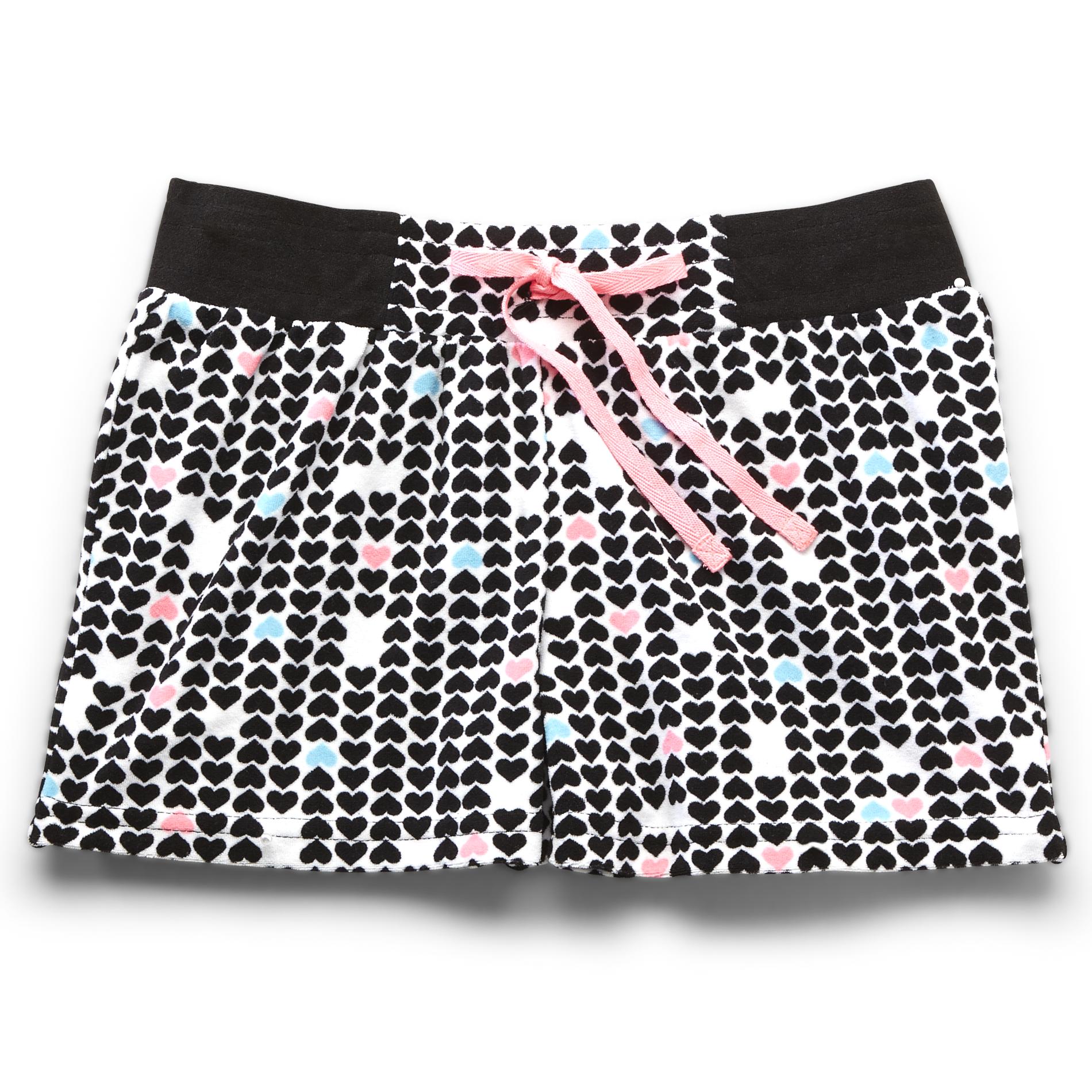 Joe Boxer Women's Microterry Pajama Shorts - Heart Print