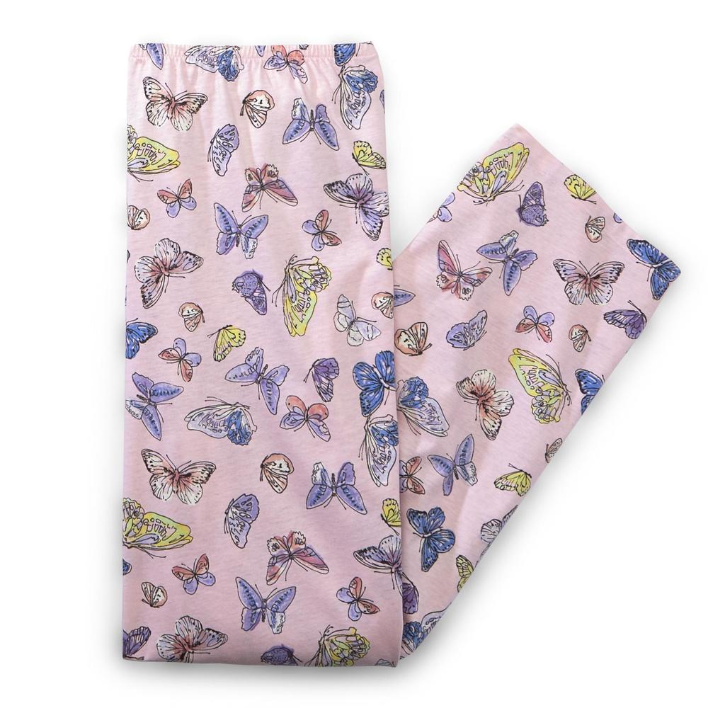 Pink K Women's Knit Pajama Top & Pants - Butterflies