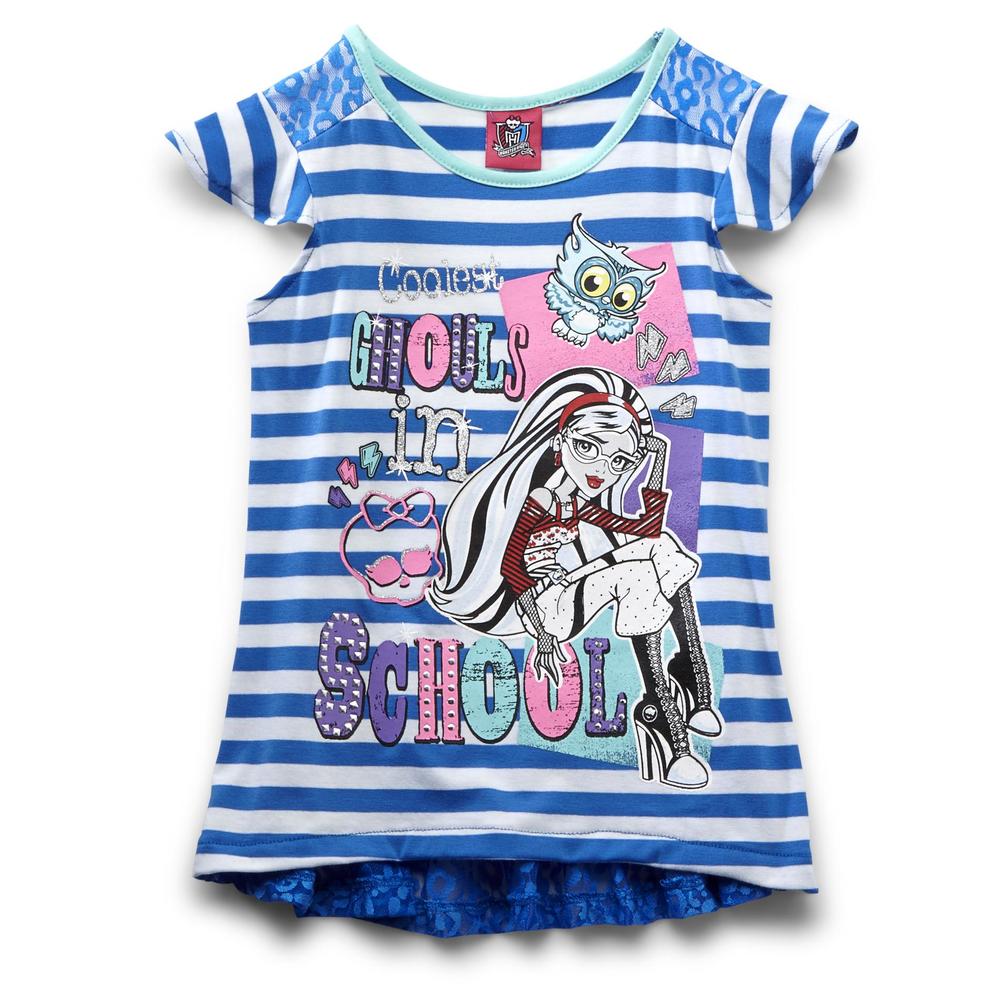 Monster High Girl's High-Low Tunic - Lace & Stripes