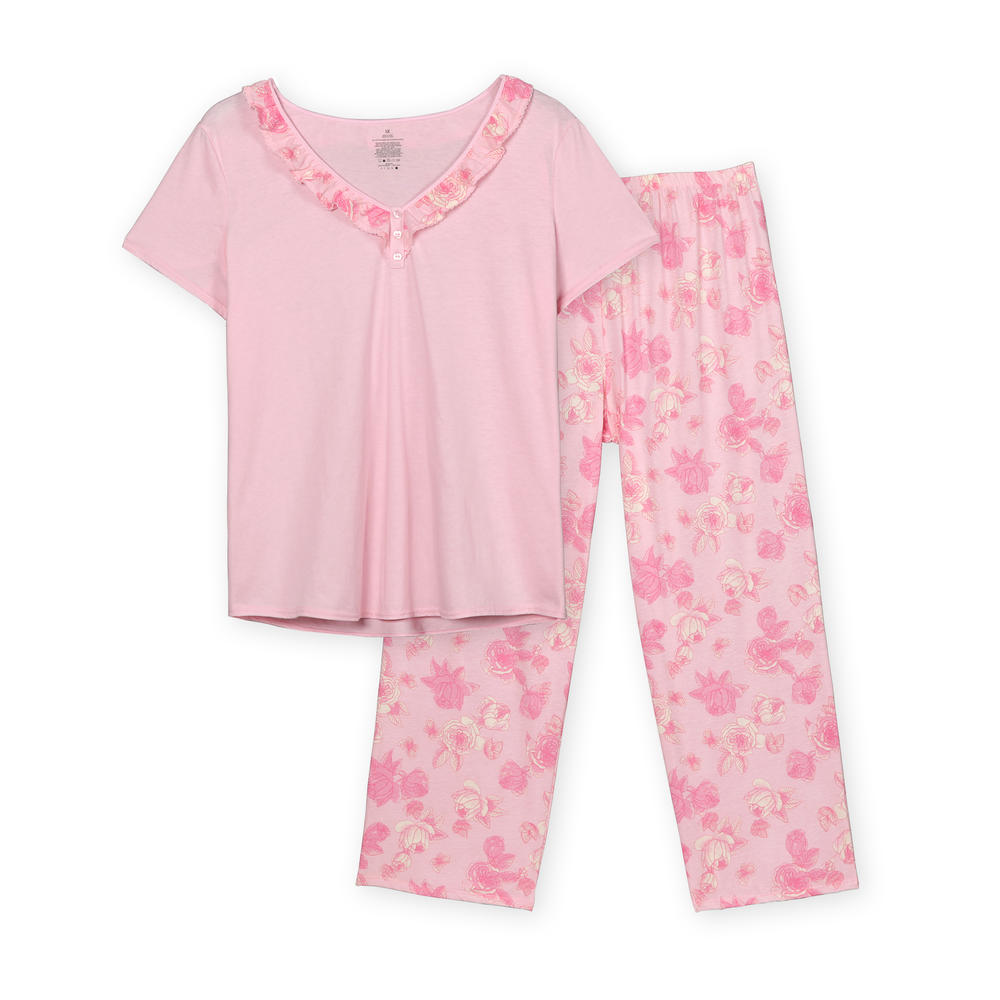 Pink K Women's Pajama Shirt & Pants Set - Pink Floral