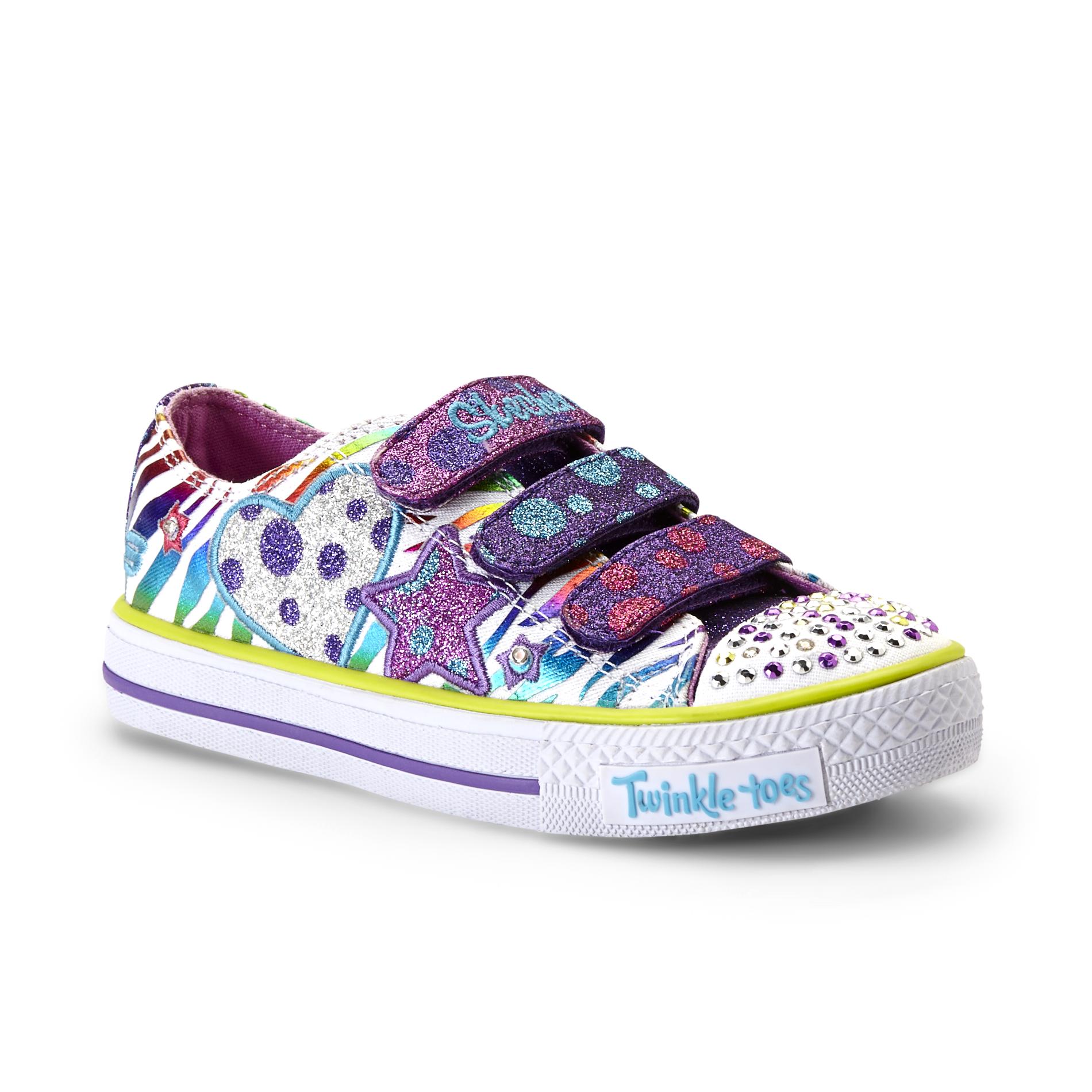 Skechers Girl's Polka Dot Crushers Twinkle Toes Athletic Shoe - Purple Multi