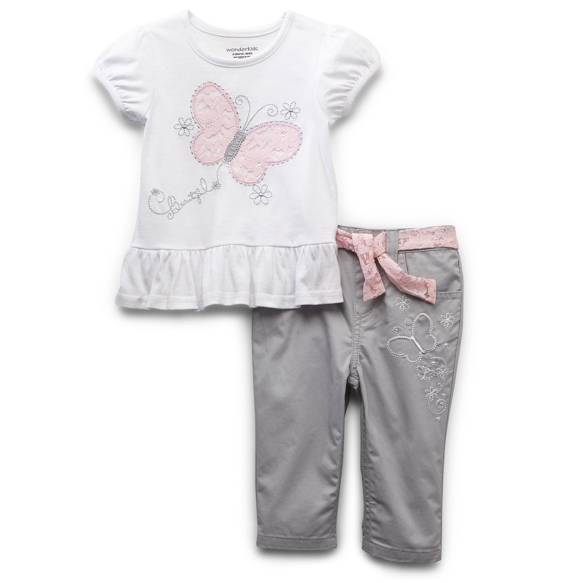 WonderKids Infant & Toddler Girl's Top & Twill Pants - Butterfly