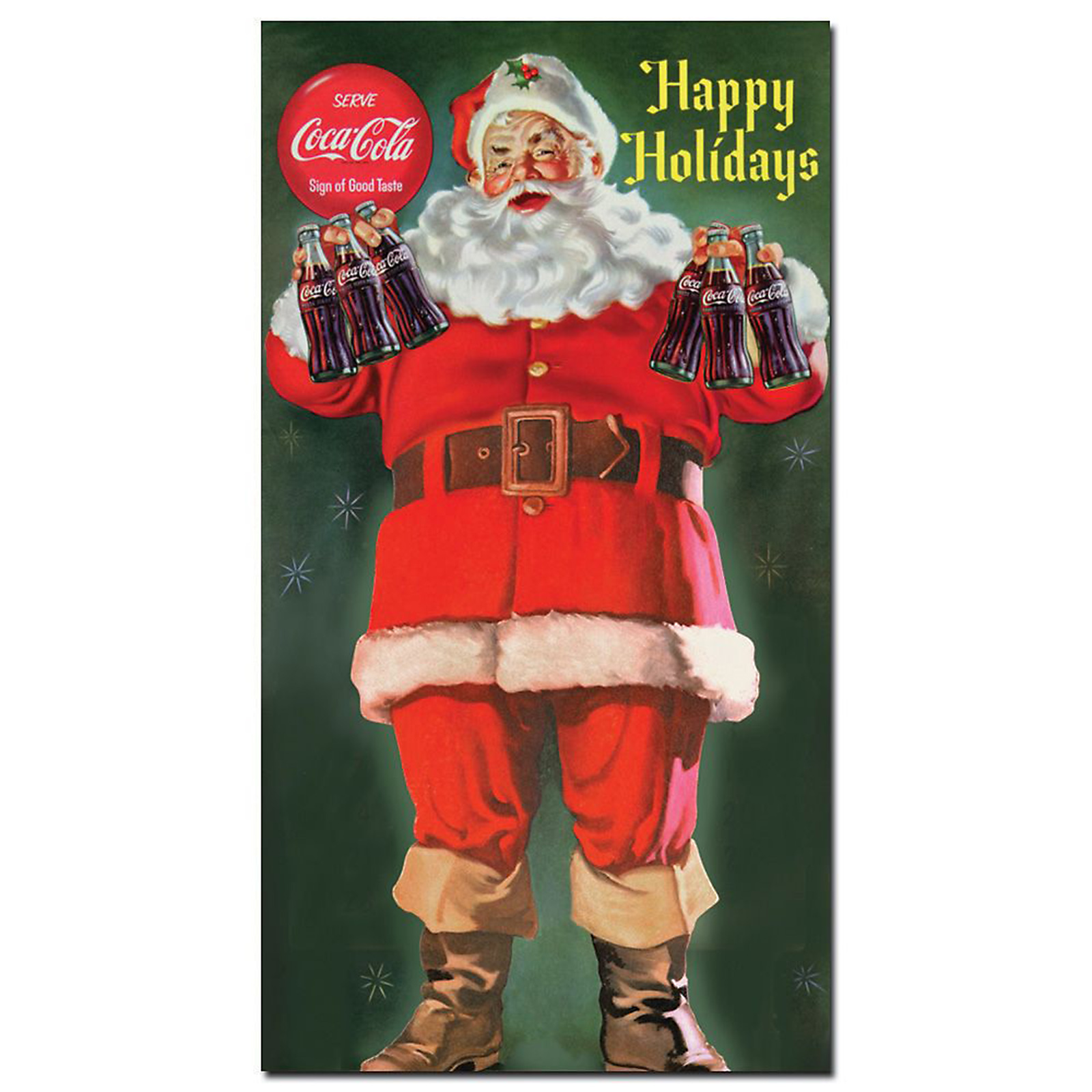 Trademark Global 13x24 inches "Santa Holding 6 pack of Coca Cola"