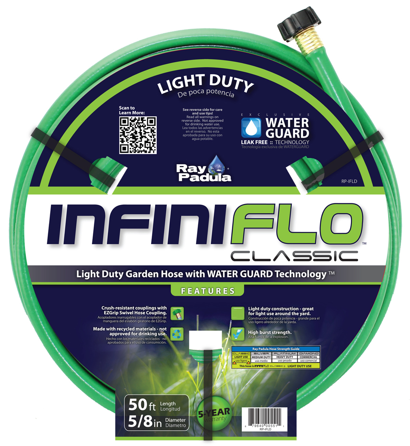 Ray Padula RP-IFLD InfiniFlo Classic Light Duty 5/8&#8221; x 50&#8217; Garden Hose