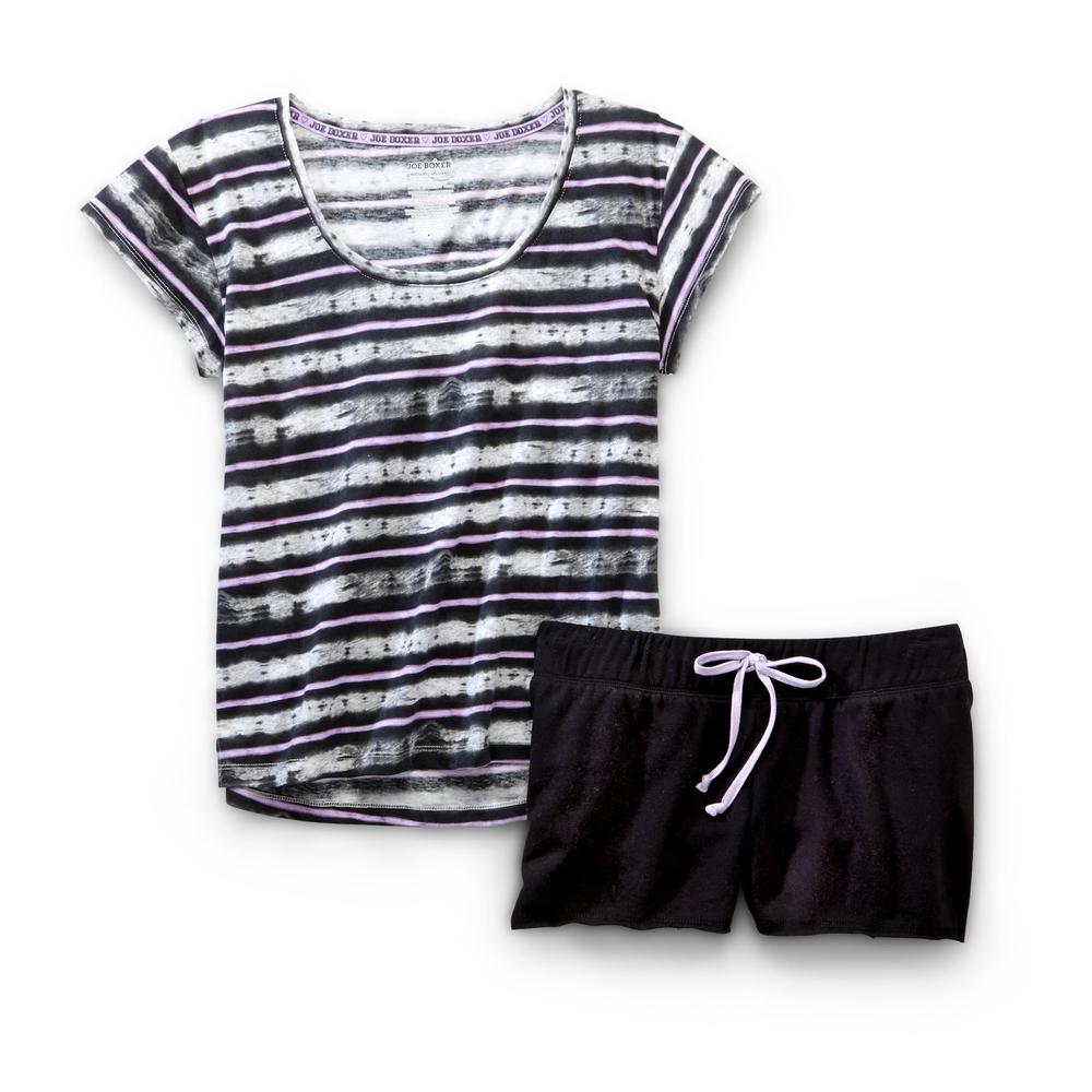 Joe Boxer Women's Knit Pajama Top & Shorts - Tie-Dye Stripe