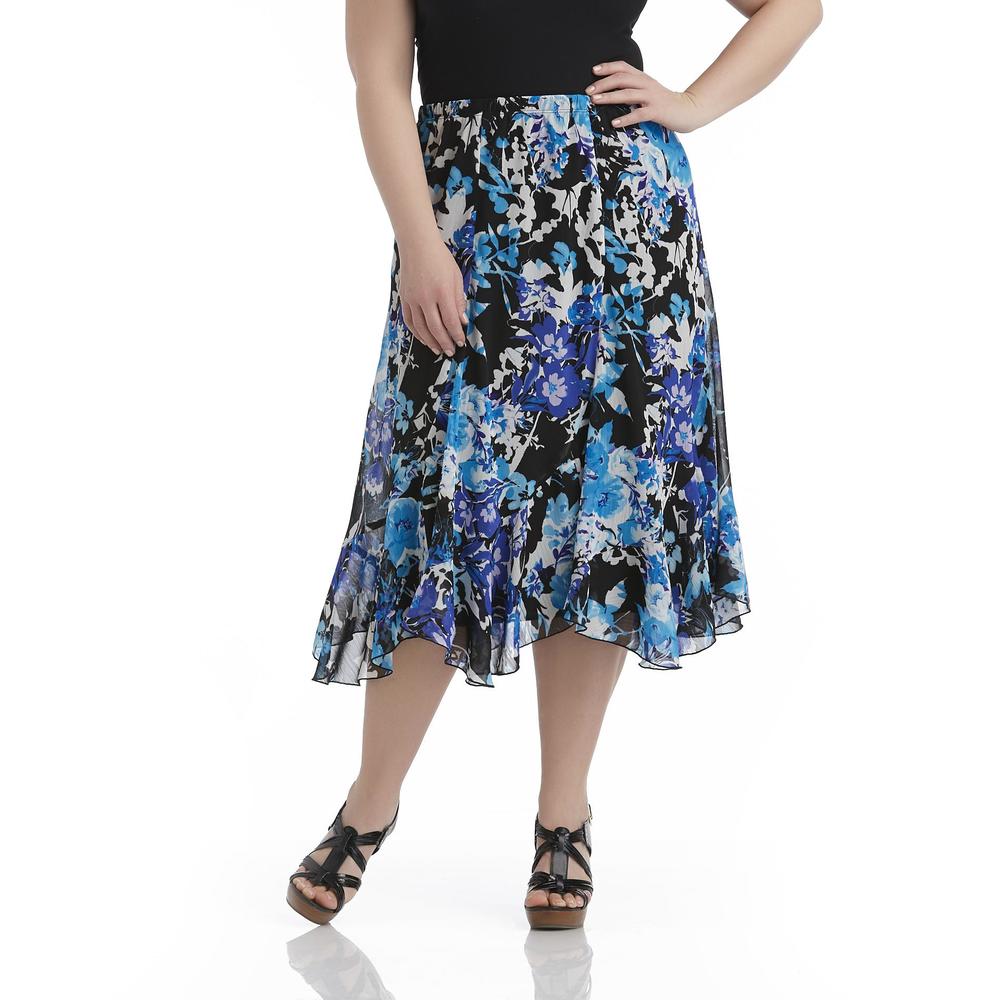 Notations Women's Plus Swirl Skirt - Floral