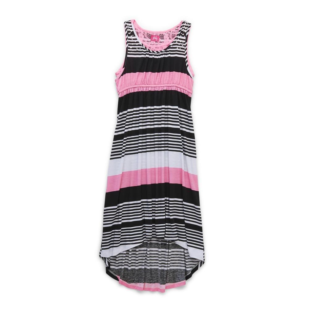 Pinky Girl's Embellished Maxi Dress - Striped