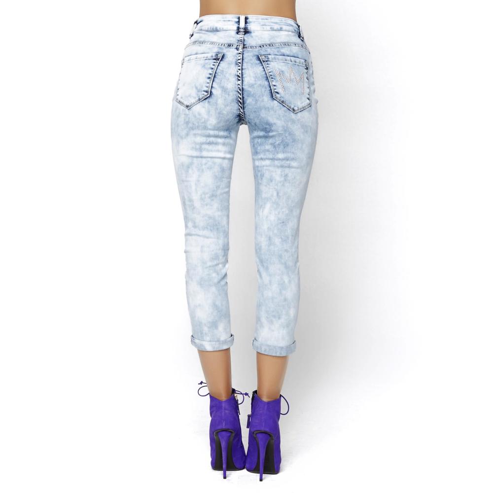 Nicki Minaj Women's High Rise Cropped Jeans - Light Wash