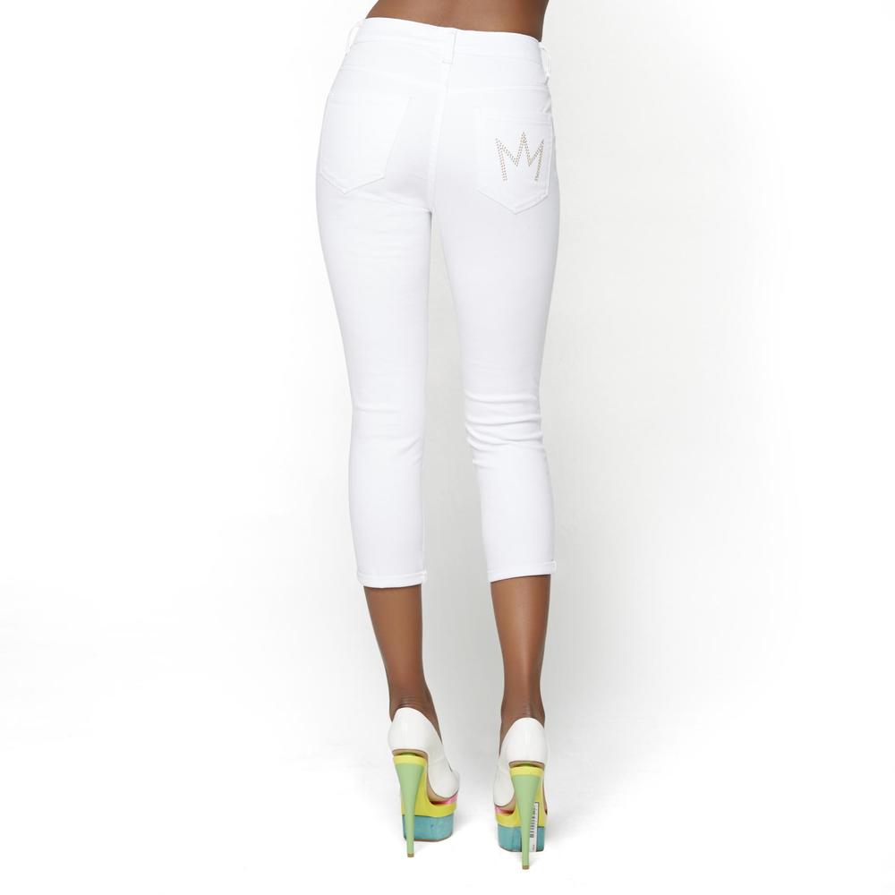 Nicki Minaj Women's Mid-Rise Cropped Jeans - White