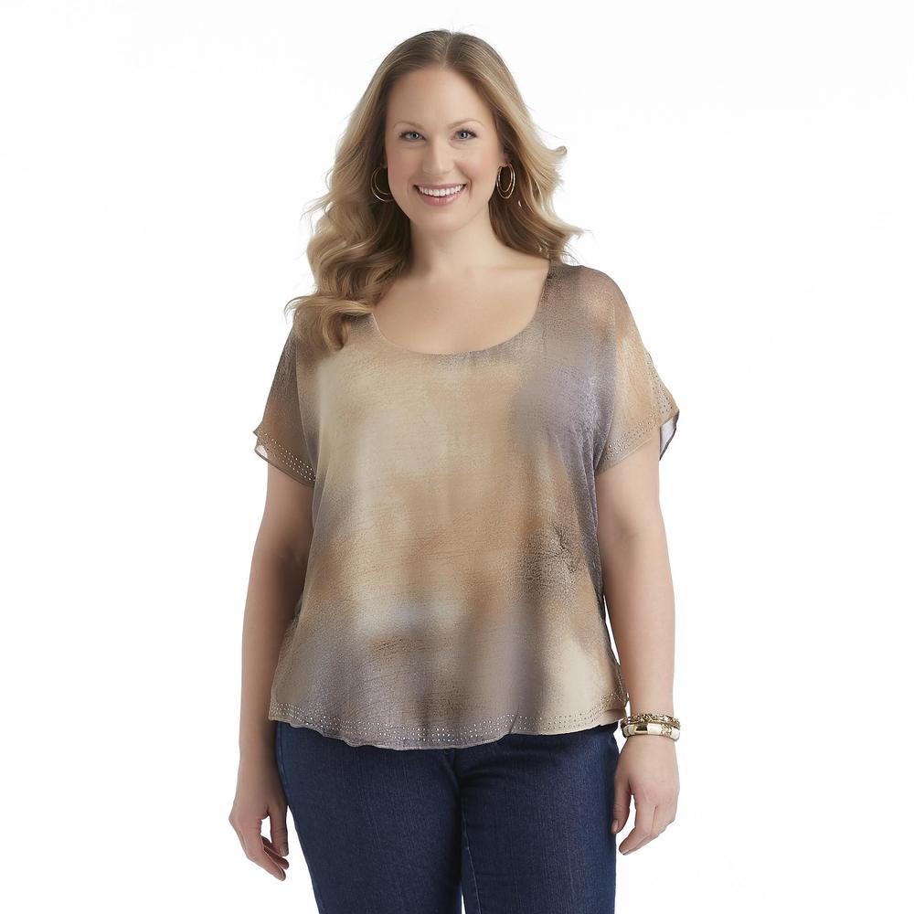 Live and Let Live Women's Plus Embellished Layered Top