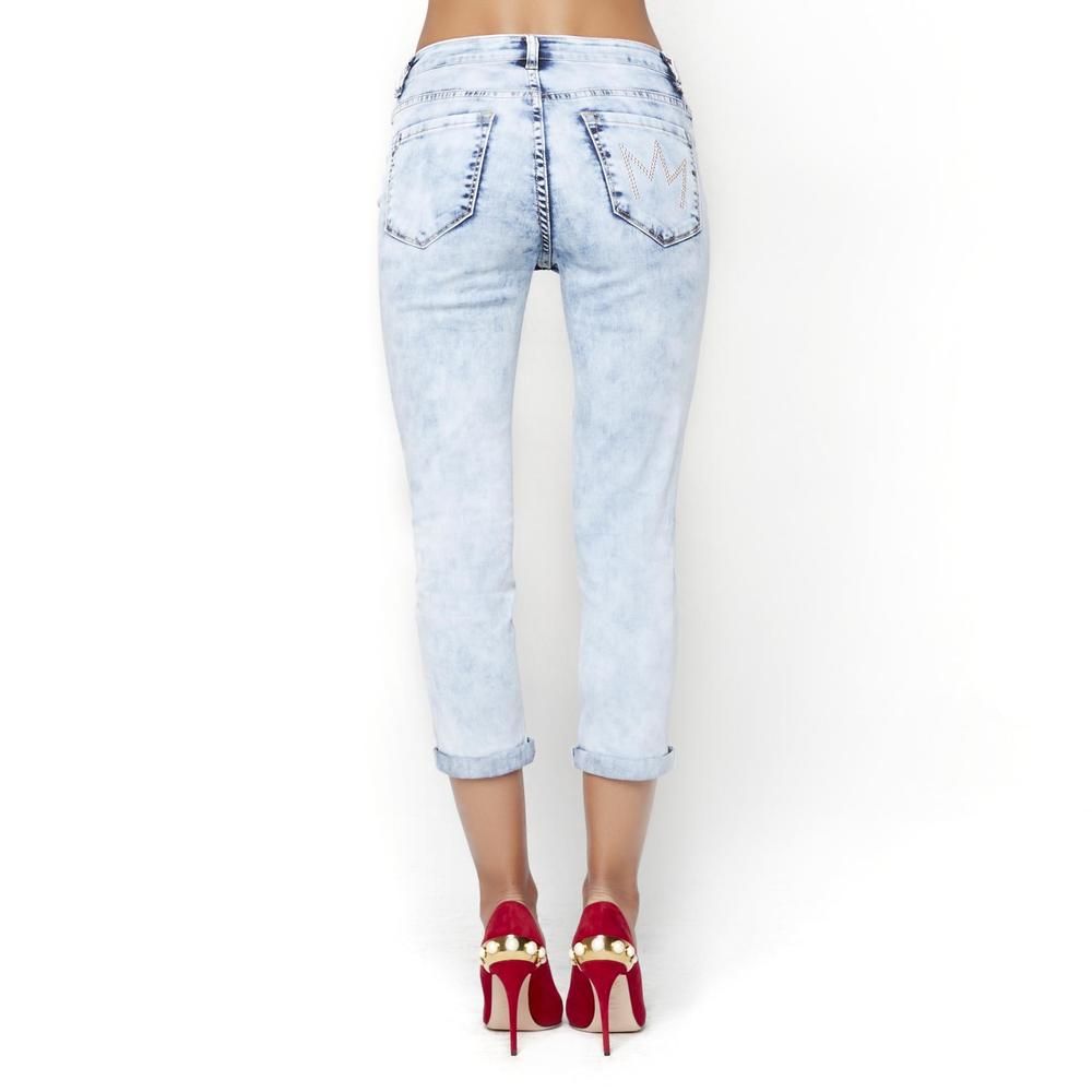 Nicki Minaj Women's Mid-Rise Cropped Jeans - Faded Indigo