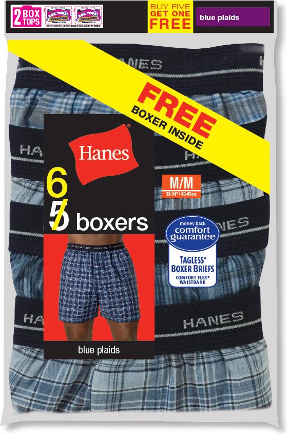 Hanes Men's 6-Pack Tagless Boxers - Plaid