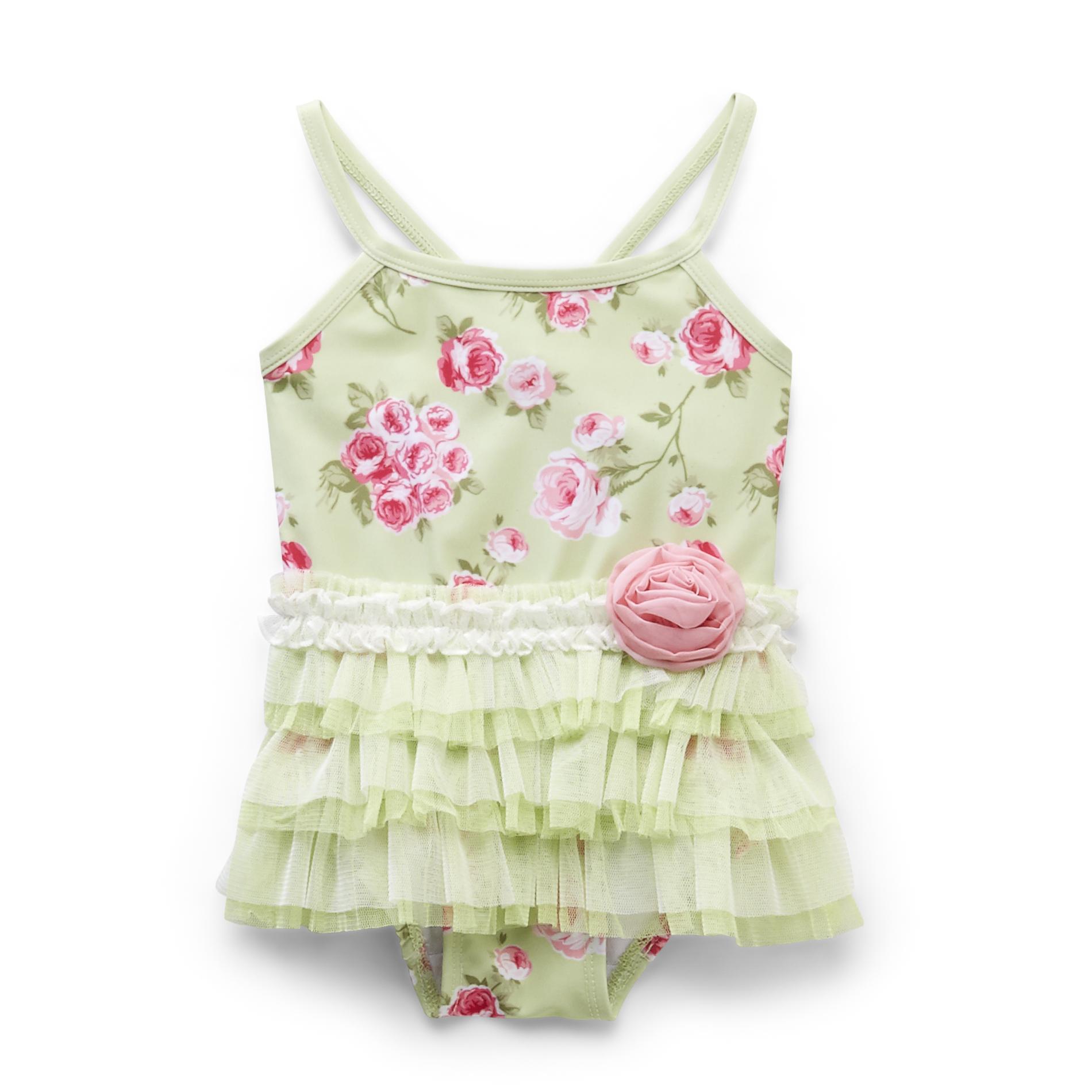 Small Wonders Newborn Girl's Skirted Swimsuit - Floral Print