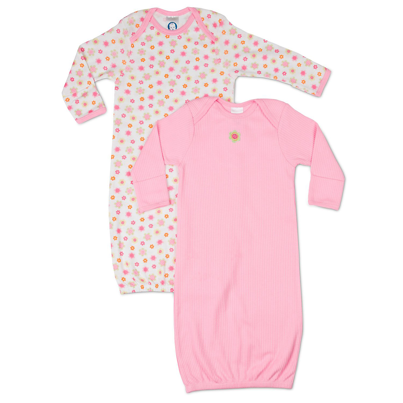 Gerber Infant Girls Gown Banded Bottom Two-Pack