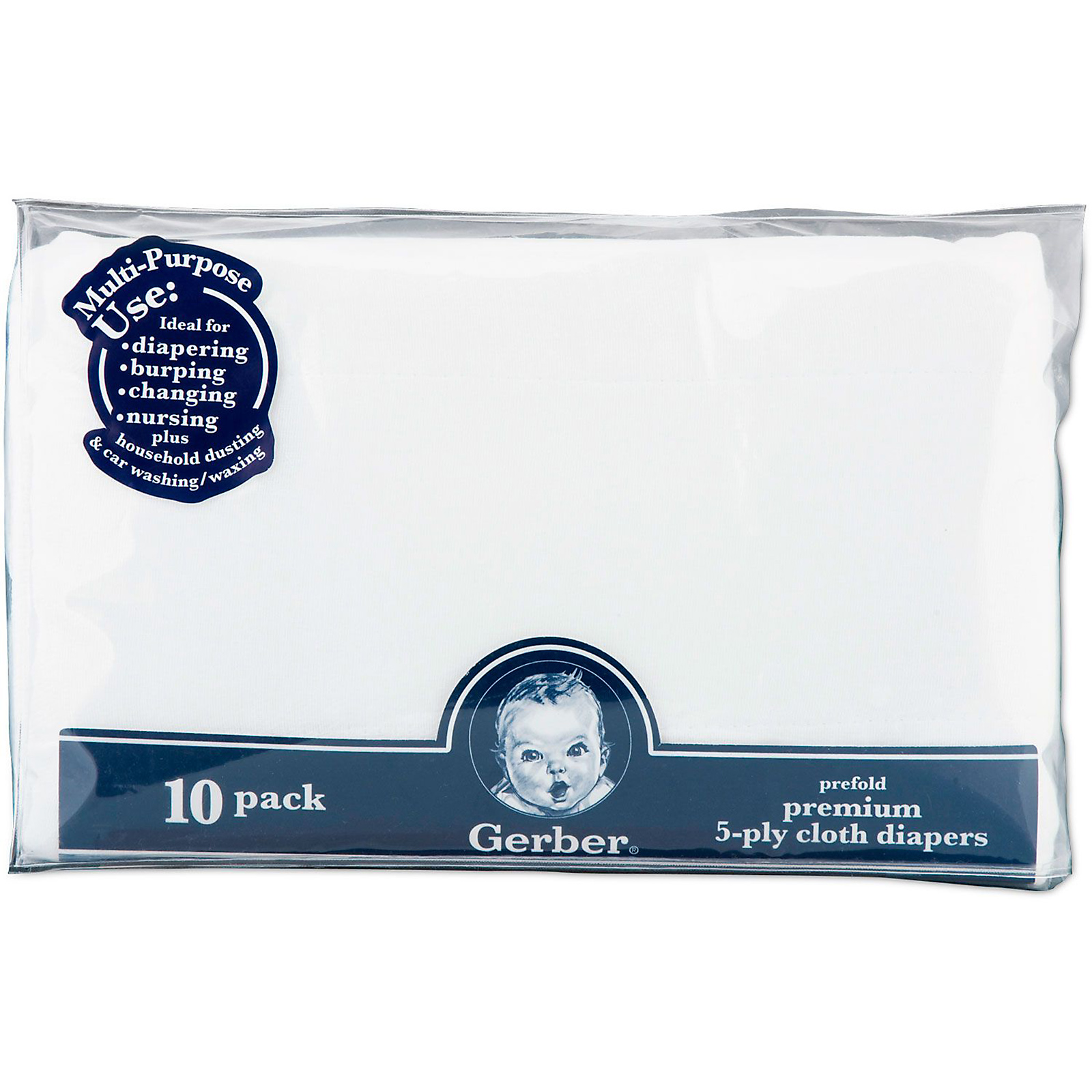 Gerber Newborn Baby's Prefolded 3Ply Birdseye Cloth Diapers 10 Pack