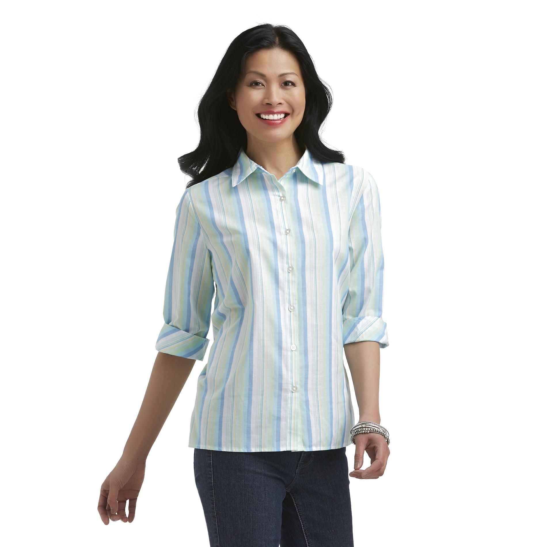 Chic Women's Three-Quarter Sleeve Shirt - Striped