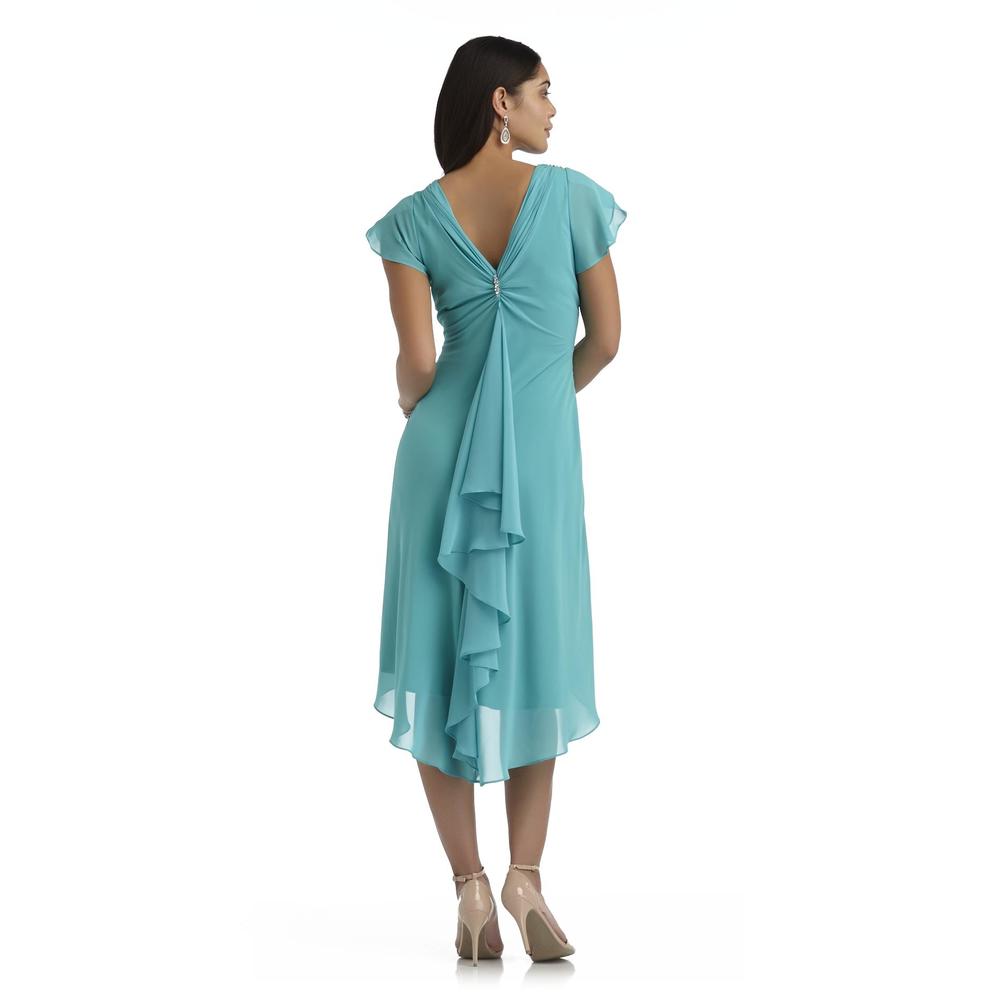 Sally Lou Fashions Women's Flutter Sleeve Waterfall Dress